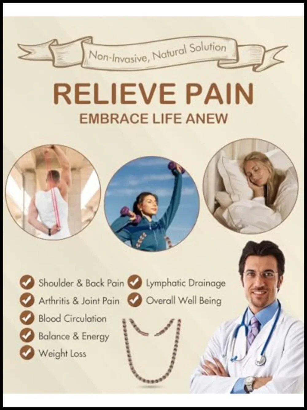 99.99% Pure Copper Magnetic Therapy Necklace with Neodymium Magnets